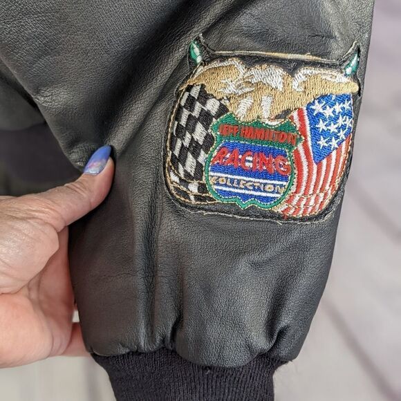 Vintage NASCAR 2000 Black Jeff Hamilton Leather Jacket - Picture 4 of 7